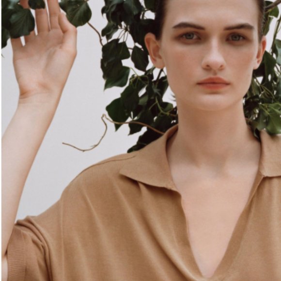 Zara CAMEL Oversized Knit Polo - Picture 2 of 5